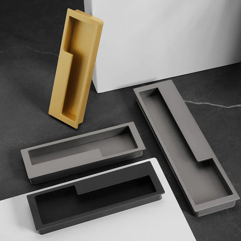 JAYA Recessed Flush Pull Handles Modern Built-in Rectangular Finger Pulls for Sliding Door Cabinet Wardrobe Drawer Furniture
