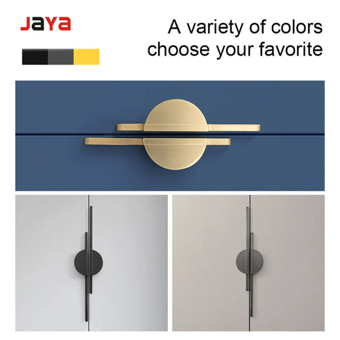 JAYA Brass Finish Zinc Alloy Semicircle Cabinet Handles Pair Mounted Half Moon Pulls for Kitchen Wardrobe Drawer Door Furniture