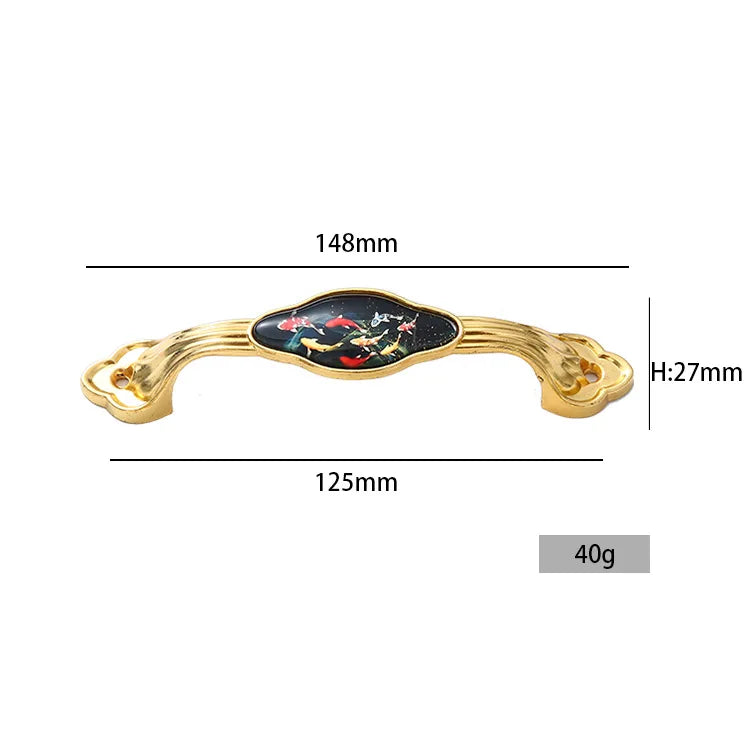JAYA Bedroom Kitchen Cupboard Handle Classical Decorative Ceramic Antique Brass Zinc AlloyTibetan Style Furniture Door Handle