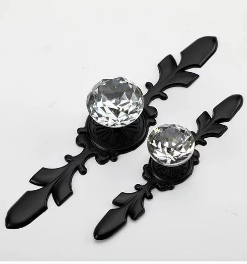 JAYA Luxury Diamond Crystal Cabinet Handles and Knobs Vintage Drawer Pulls for Closet Door Wardrobe Cupboard Furniture Hardware