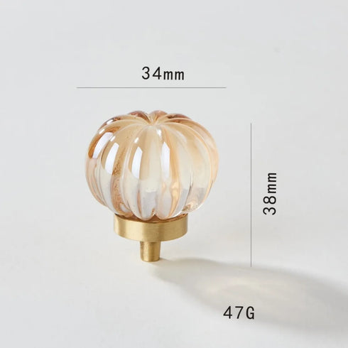 JAYA Transparent Champagne Crystal Cabinet Knobs with Brass Base Decorative Drawer Pulls for Wardrobe and Dresser