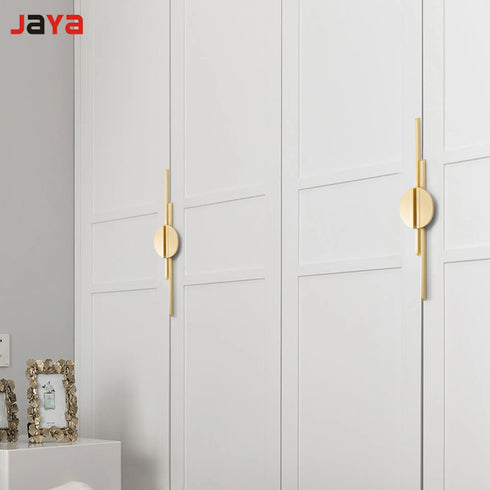 JAYA Brass Finish Zinc Alloy Semicircle Cabinet Handles Pair Mounted Half Moon Pulls for Kitchen Wardrobe Drawer Door Furniture