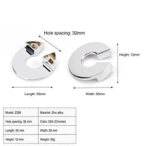JAYA Furniture Hardware Modern Simple Semicircular Silver Pulls Wardrobe Door Knobs Zinc Alloy Handle