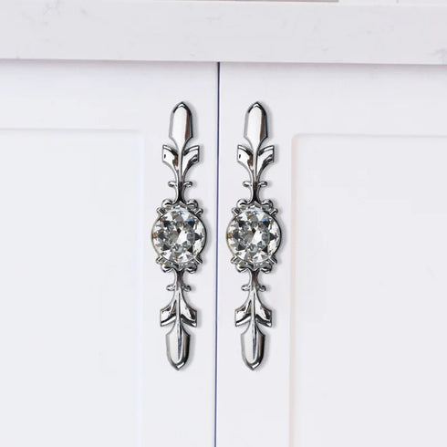 JAYA Luxury Diamond Crystal Cabinet Handles and Knobs Vintage Drawer Pulls for Closet Door Wardrobe Cupboard Furniture Hardware