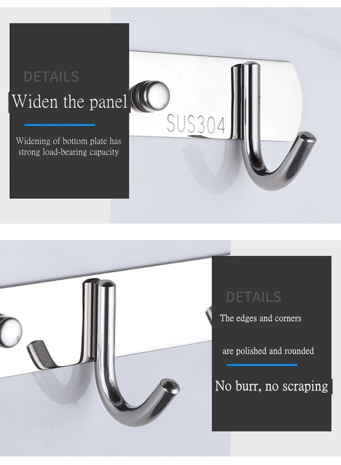 JAYA Adhesive Hook Rack Door Hook Stainless Steel Wall Mount Towel Hook