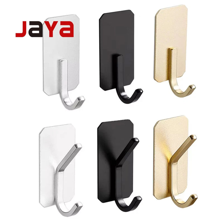 JAYA Adhesive Wall Hook Sticky Multifunctional Metal Hanger Rack Towel Hook Bathroom Storage Organization Kitchen Accessories