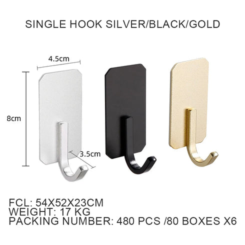JAYA Adhesive Wall Hook Sticky Multifunctional Metal Hanger Rack Towel Hook Bathroom Storage Organization Kitchen Accessories
