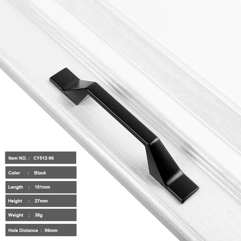 JAYA Aluminium Alloy Pulls Furniture Hardware Kitchen Cabinet Cupboard Dresser Wardrobe Drawer Door Black Modern Pull Handles