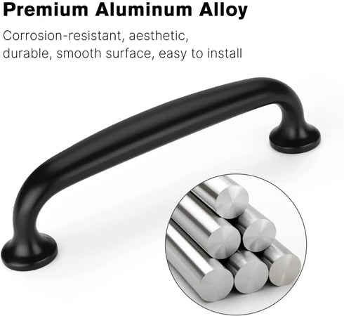 JAYA Aluminium Alloy Pulls Furniture Hardware Kitchen Cabinet Cupboard Dresser Wardrobe Drawer Door Black Modern Pull Handles