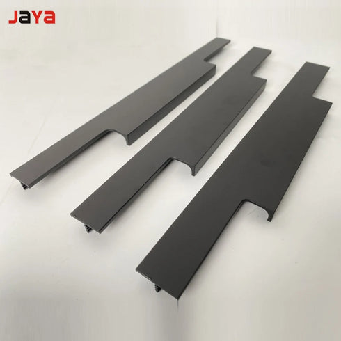 JAYA Aluminum alloy milling card plate handle F type thumb card plate edge sealing wardrobe cabinet glass furniture door handle