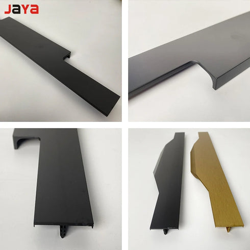 JAYA Aluminum alloy milling card plate handle F type thumb card plate edge sealing wardrobe cabinet glass furniture door handle