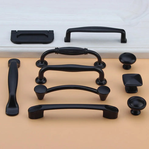 JAYA American Cabinet Drawer Aluminum Alloy Handle Black Closet Door Handle Modern Simple Single Hole Hardware Handle
