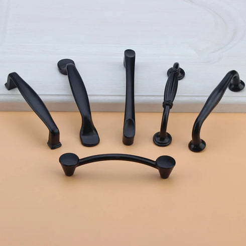 JAYA American Cabinet Drawer Aluminum Alloy Handle Black Closet Door Handle Modern Simple Single Hole Hardware Handle
