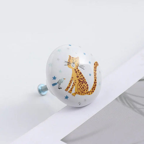 JAYA American Cartoon Ceramic Drawer Handle Nordic Single Hole Ceramic Round Illustration Children's Room Handle