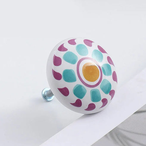 JAYA American Cartoon Ceramic Drawer Handle Nordic Single Hole Ceramic Round Illustration Children's Room Handle