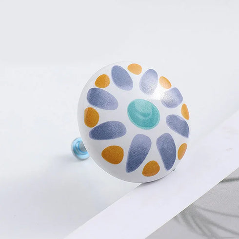 JAYA American Cartoon Ceramic Drawer Handle Nordic Single Hole Ceramic Round Illustration Children's Room Handle