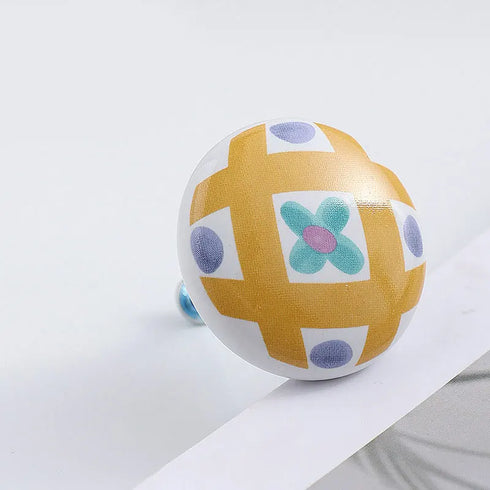 JAYA American Cartoon Ceramic Drawer Handle Nordic Single Hole Ceramic Round Illustration Children's Room Handle