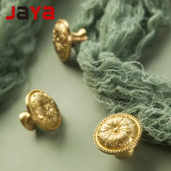 JAYA Antique Brass Drawer Pull Handles Bronze Cabinet Knobs Vintage Furniture Handles Porcelain Almirah Door Pulls for Cabinets