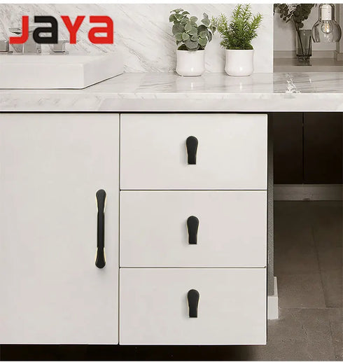 JAYA Bathroom Cabinet Drawer Cabinet Door Handle Wardrobe Handle Black And Gold Zinc Alloy Cabinet Door Extended Handle