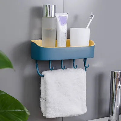 JAYA Bathroom Double Layer Towel Rack Drain Rack Kitchen Double Color Traceless Hook Storage Rack