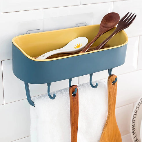 JAYA Bathroom Double Layer Towel Rack Drain Rack Kitchen Double Color Traceless Hook Storage Rack
