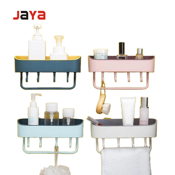 JAYA Bathroom Double Layer Towel Rack Drain Rack Kitchen Double Color Traceless Hook Storage Rack