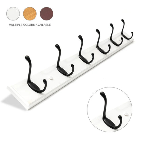 JAYA Bedroom Wall Hook Hanging Solid Wood Door Hanger Coat Hanging Clothes Bathroom 5 Hook
