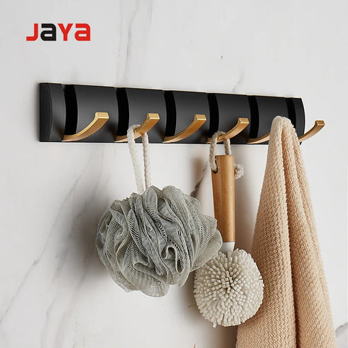 JAYA Black And Gold  Hook Door Hanger Hook Single Folding  Traceless Thickened Hanging Door Back Coat Hat Row Hook