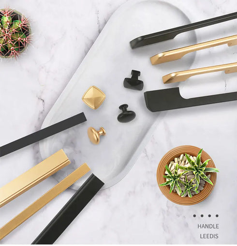 JAYA Black Cabinet Handles Gold Drawer Pulls Modern Brass Long Handles for Kitchen Furniture Sliding Door Knobs Hardware