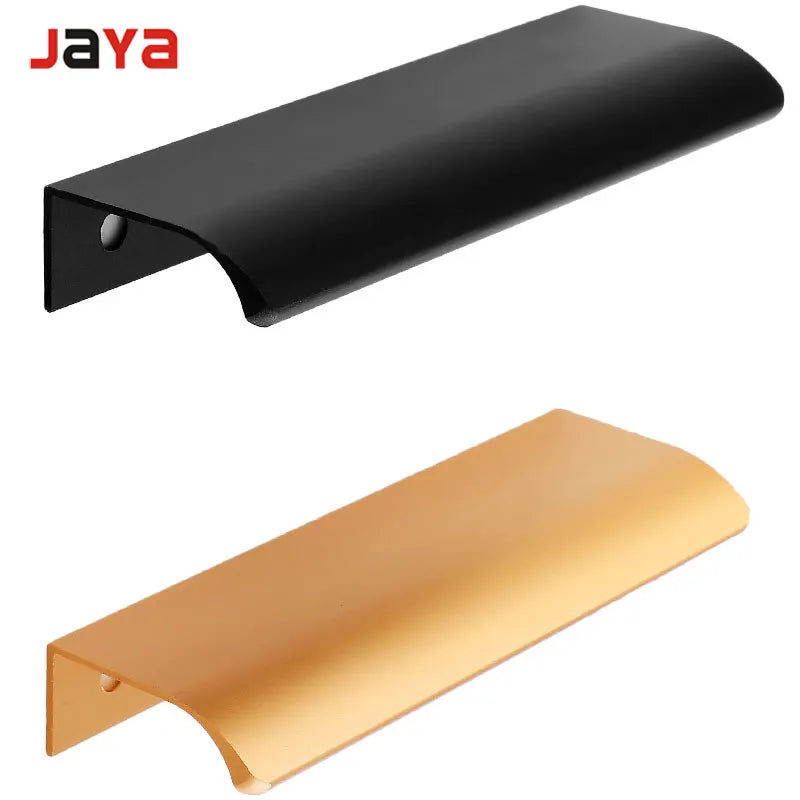 JAYA Black Hole-free Hidden Long American Cabinet Wardrobe Door Arc Aluminum Anti-collision Edge Invisible Aluminum Handle