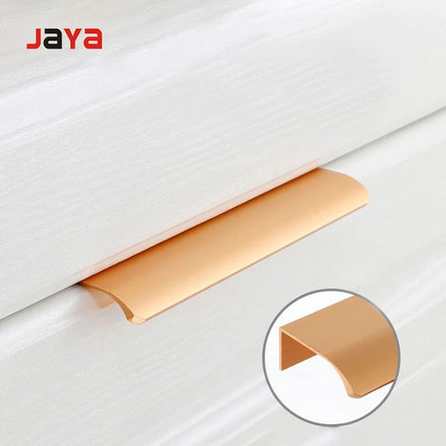 JAYA Black Hole-free Hidden Long American Cabinet Wardrobe Door Arc Aluminum Anti-collision Edge Invisible Aluminum Handle