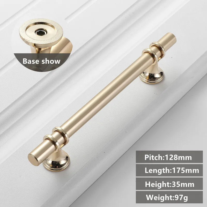 JAYA Black Kitchen Furniture Handles 128mm Solid Stainless Steel and Copper Cabinet Pulls for Door Drawer Modern CNC Appliance
