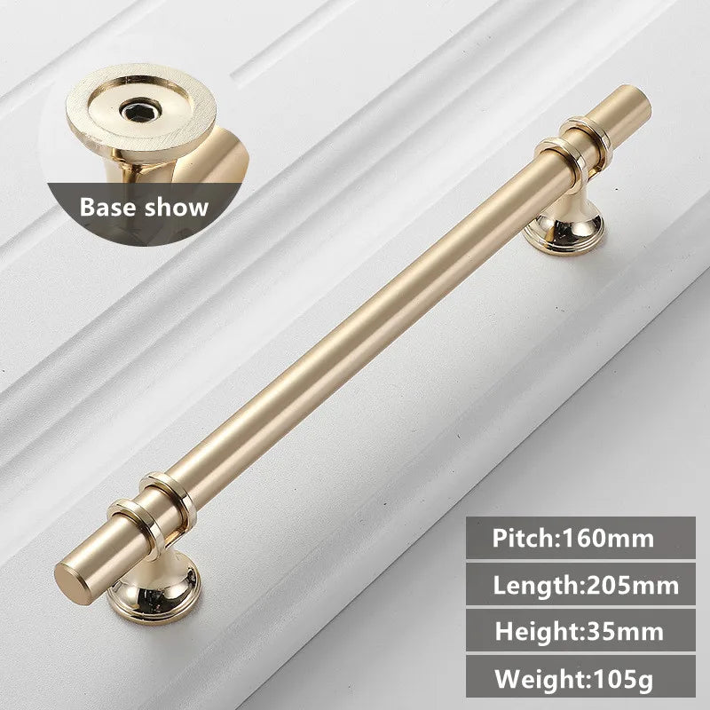 JAYA Black Kitchen Furniture Handles 128mm Solid Stainless Steel and Copper Cabinet Pulls for Door Drawer Modern CNC Appliance
