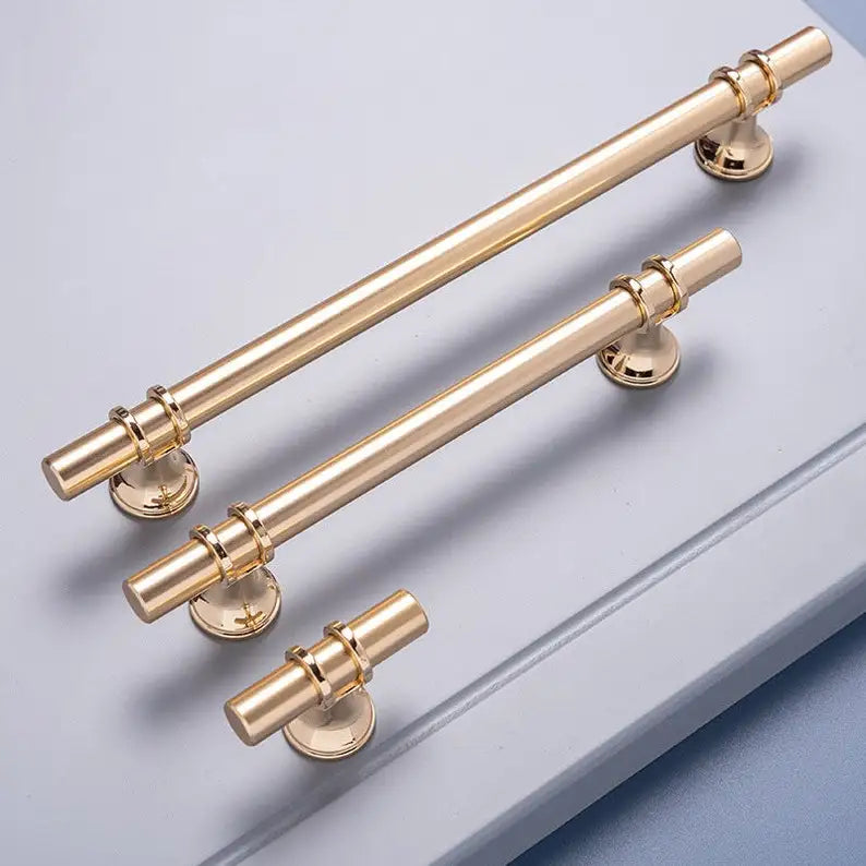 JAYA Black Kitchen Furniture Handles 128mm Solid Stainless Steel and Copper Cabinet Pulls for Door Drawer Modern CNC Appliance