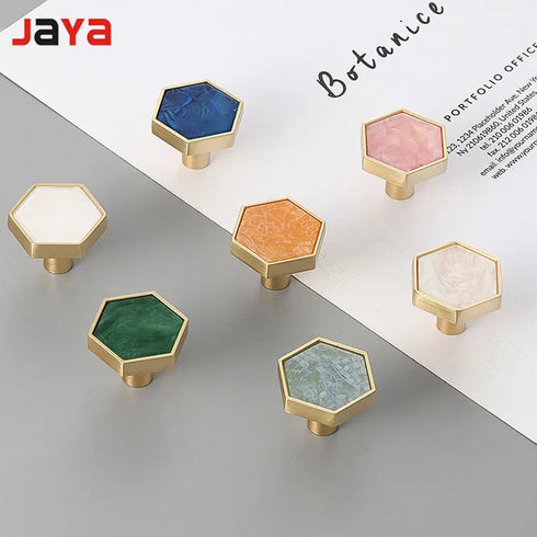 JAYA_Brass_Marble_Shell_Handle_Cabinet_Door_Wardrobe_Cabinet_Hook_Single_Hole_Hexagon_Handle