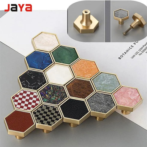 JAYA_Brass_Marble_Shell_Handle_Cabinet_Door_Wardrobe_Cabinet_Hook_Single_Hole_Hexagon_Handle