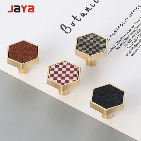 JAYA Brass Marble Shell Handle Cabinet Door Wardrobe Cabinet Hook Single Hole Hexagon Handle