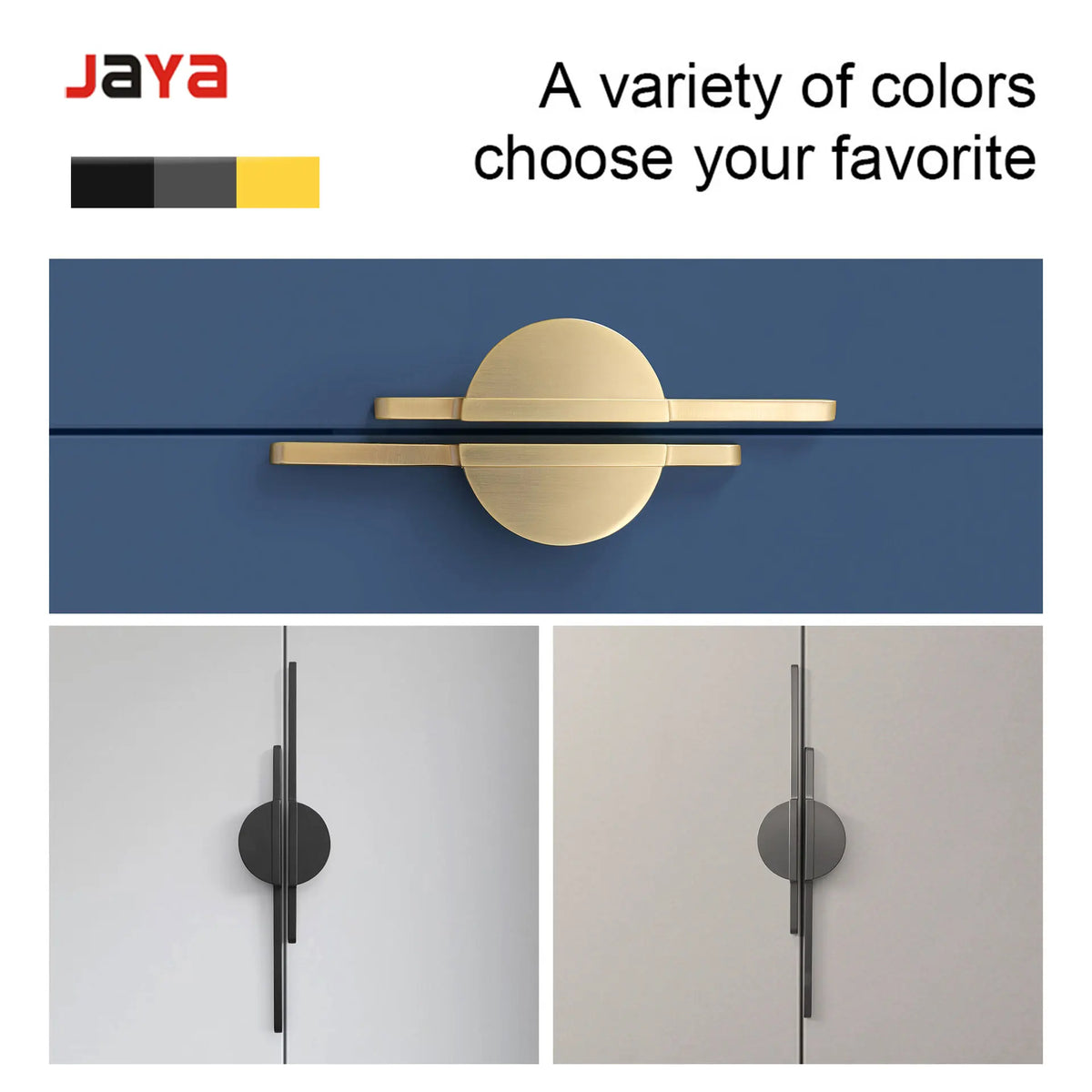 JAYA Brass Zinc Alloy Semicircle Kitchen Cabinet Handle Modern Furniture Drawer Pull Invisible Wardrobe Door Handles Luxury