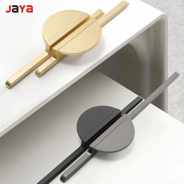 JAYA Brass Zinc Alloy Semicircle Kitchen Cabinet Handle Modern Furniture Drawer Pull Invisible Wardrobe Door Handles Luxury