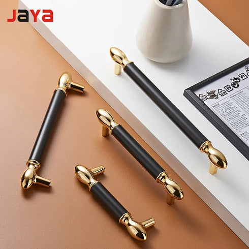 JAYA Brushed Drawer Handles Cabinet Gold Drawer Handle Black Aluminum Fancy New Cabinet Handles