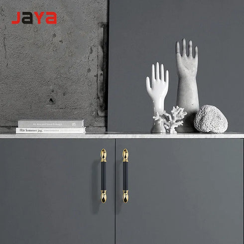 JAYA Brushed Drawer Handles Cabinet Gold Drawer Handle Black Aluminum Fancy New Cabinet Handles