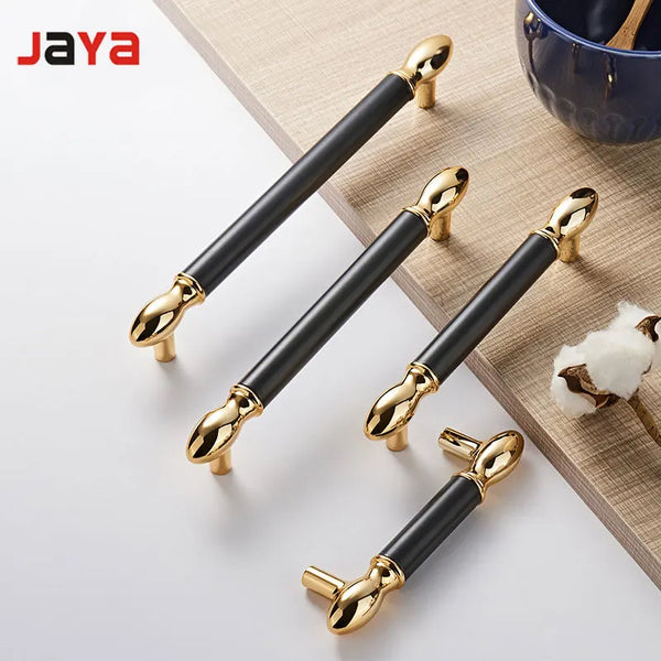 JAYA Brushed Drawer Handles Cabinet Gold Drawer Handle Black Aluminum Fancy New Cabinet Handles