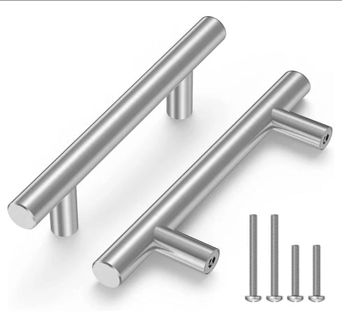 JAYA Brushed Silver Stainless Steel Kitchen Cabinet Handles Luxury Oval Metal Pulls for Home Doors 96mm Solid Furniture Hardware