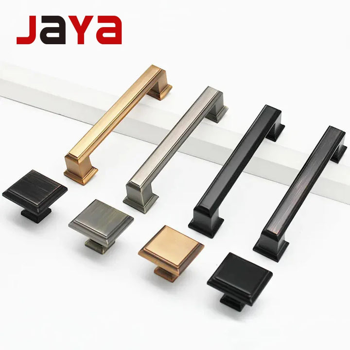 JAYA Brushed Zinc Alloy Pull Handle Luxury Solid Brass Knuckle Set for Kitchen Cabinets Bathroom Storage Antique Door Handles