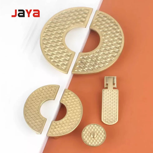 JAYA Cabinet Cupboard Door Nobs Copper New Chinese Style Brass Knurled Handles