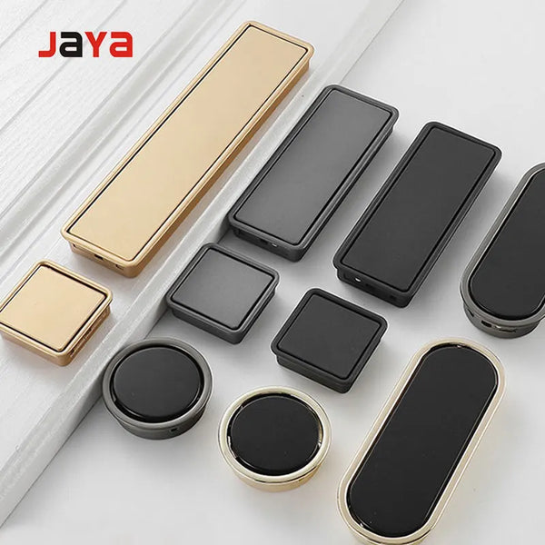 JAYA Cabinet Door Black Hidden Handle Simple Wardrobe Handle Hidden Hidden Buckle Furniture Handles Knobs