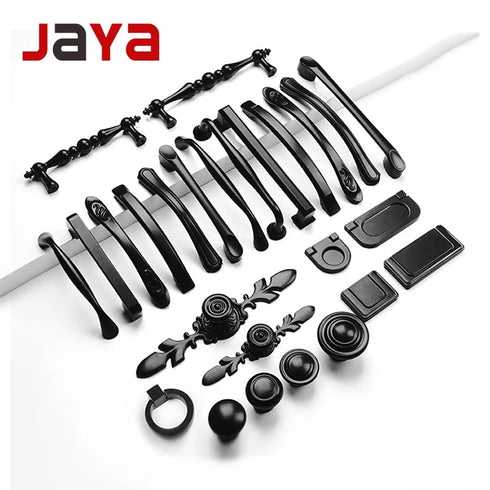 JAYA Cabinet door handle furniture hardware black cabinet door drawer zinc alloy handle