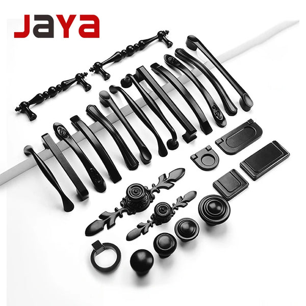 JAYA Cabinet door handle furniture hardware black cabinet door drawer zinc alloy handle