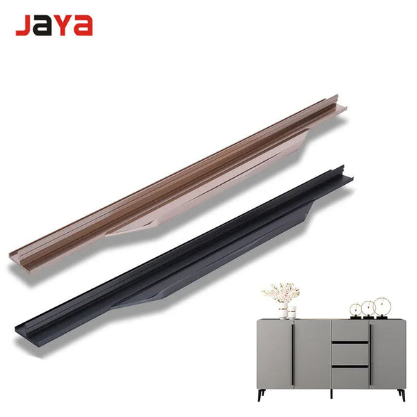 JAYA Card Plate Milling Handle Wardrobe Door Aluminum Alloy Wardrobe Handle Cabinet Black Handle