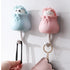 JAYA Cartoon Cat No-punch Rag Plug Plastic Hook for Kids Bathroom Creative Wall Hanging Key Hook